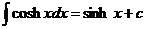 integral(cosh(x)*dx) = sinh(x) + c